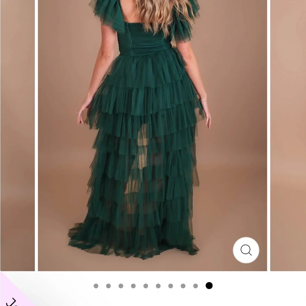 Ruffled Tiered Sage Dress - Picture 4 of 11